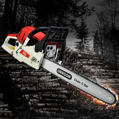 Giantz Chainsaw Petrol 52CC 20" Oregon Bar Commercial E-Start Pruning Chain Saw CSAW-FE-20-N-O-OV-RDWH
