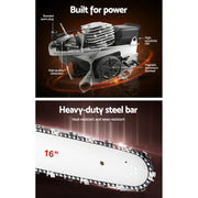 Giantz Chainsaw Petrol 45CC 16" Bar Commercial E-Start Pruning Chain Saw 1.7kW CSAW-FOFV-16-N-OV-RDBK