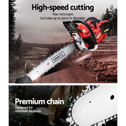 Giantz Chainsaw Petrol 45CC 16" Bar Commercial E-Start Pruning Chain Saw 1.7kW CSAW-FOFV-16-N-OV-RDBK