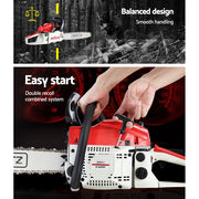 Giantz Chainsaw Petrol 58CC 20" Bar Commercial E-Start Pruning Chain Saw White CSAW-FT-20-RDWH