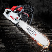 Giantz Chainsaw Petrol 58CC 20" Bar Commercial E-Start Pruning Chain Saw White CSAW-FT-20-RDWH