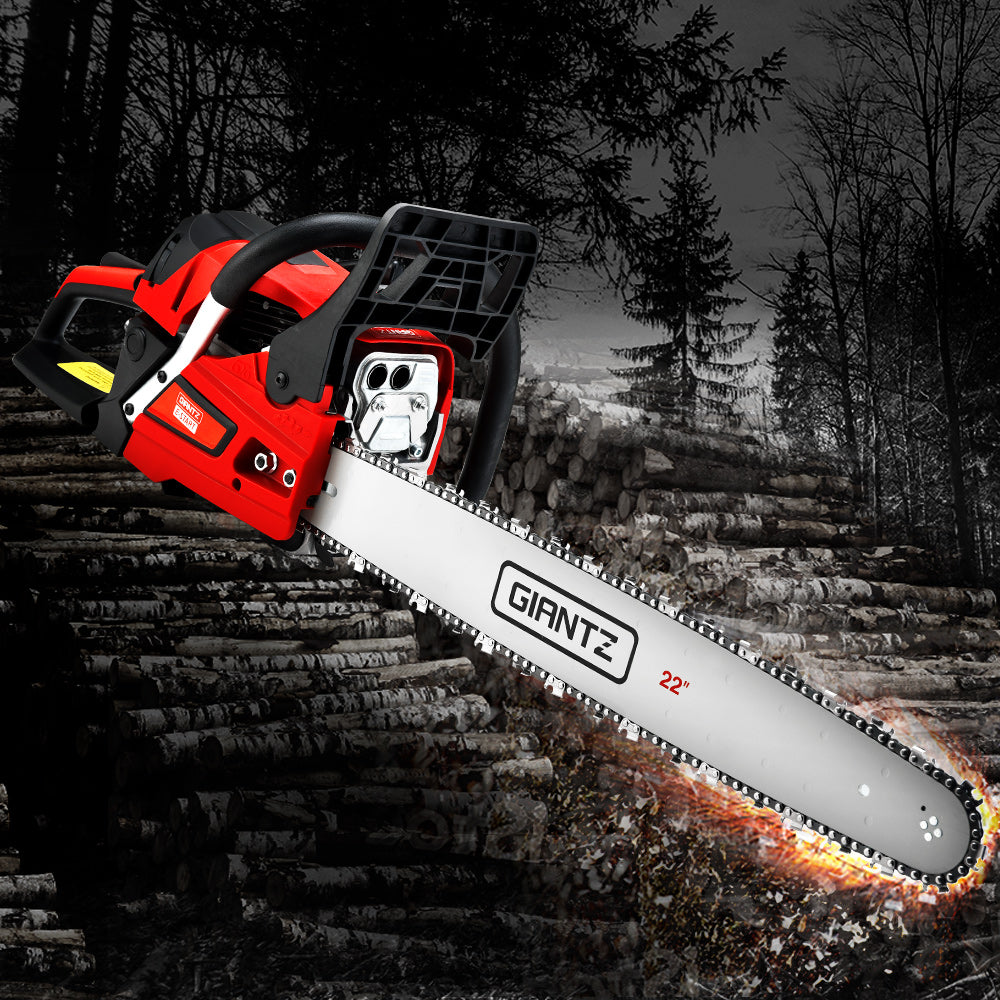 Giantz Chainsaw Petrol 58CC 22" Bar Commercial E-Start Pruning Chain Saw,Giantz Chainsaw Petrol 58CC 22" Bar CSAW-FVAT-22-N-OV-RDBK
