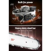 Giantz Chainsaw Petrol 52CC 20" Bar Commercial E-Start Pruning Chain Saw,Giantz Chainsaw Petrol 52CC 20" Bar CSAW-FVTO-20-N-OV-RDBK