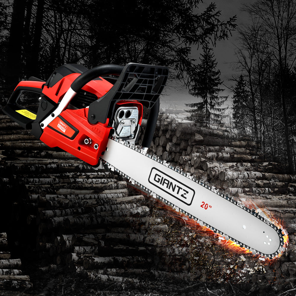 Giantz Chainsaw Petrol 52CC 20" Bar Commercial E-Start Pruning Chain Saw,Giantz Chainsaw Petrol 52CC 20" Bar CSAW-FVTO-20-N-OV-RDBK
