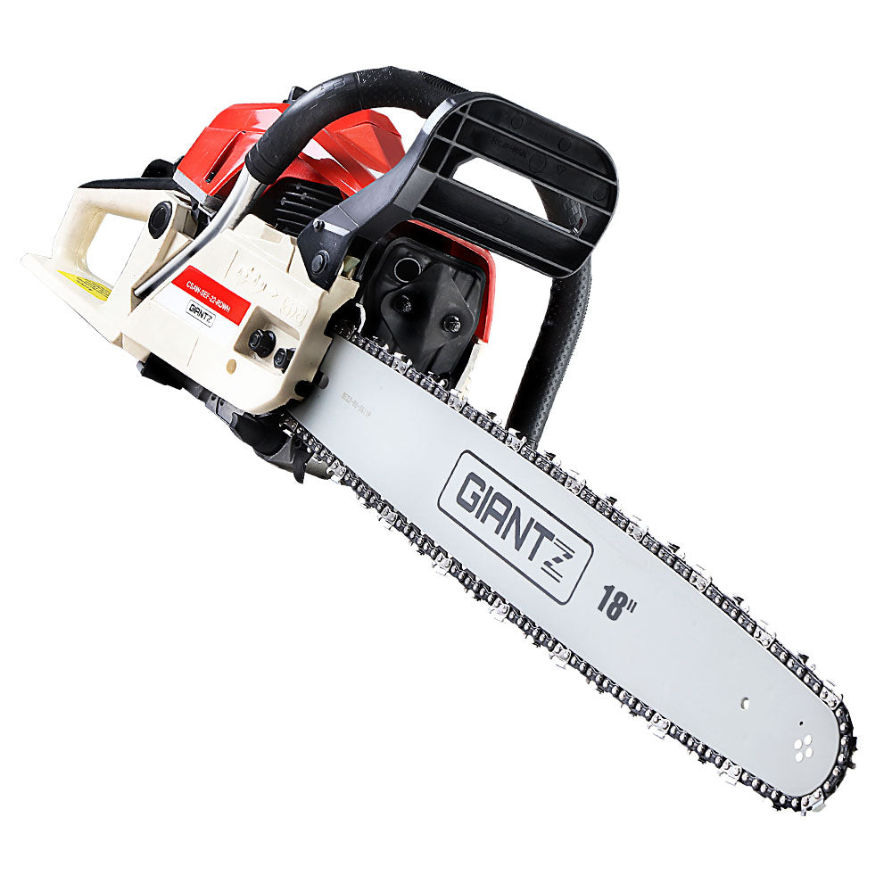 Giantz Chainsaw Petrol 45CC 18" Bar Commercial E-Start Pruning Chain Saw CSAW-SEF-22-RDWH