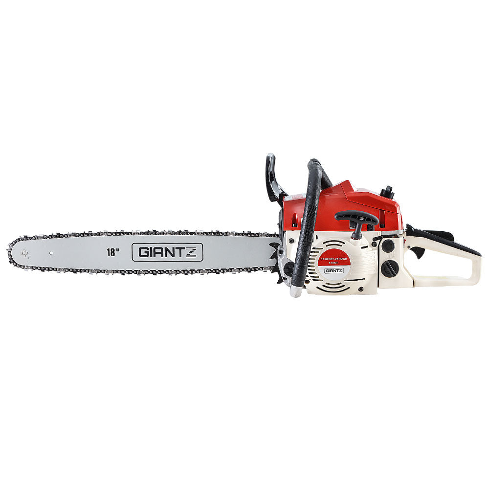 Giantz Chainsaw Petrol 45CC 18" Bar Commercial E-Start Pruning Chain Saw CSAW-SEF-22-RDWH