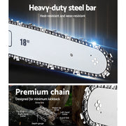Giantz Chainsaw Petrol 45CC 18" Bar Commercial E-Start Pruning Chain Saw CSAW-SEF-22-RDWH