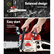 Giantz Chainsaw Petrol 45CC 18" Bar Commercial E-Start Pruning Chain Saw CSAW-SEF-22-RDWH