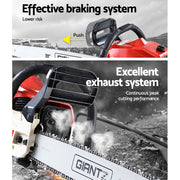 Giantz Chainsaw Petrol 45CC 18" Bar Commercial E-Start Pruning Chain Saw CSAW-SEF-22-RDWH