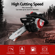Giantz 25CC Petrol Chainsaw 10'' Bar Chain Saw Lightweight for Pruning Cutting CSAW-SEF-25CC-RDGR