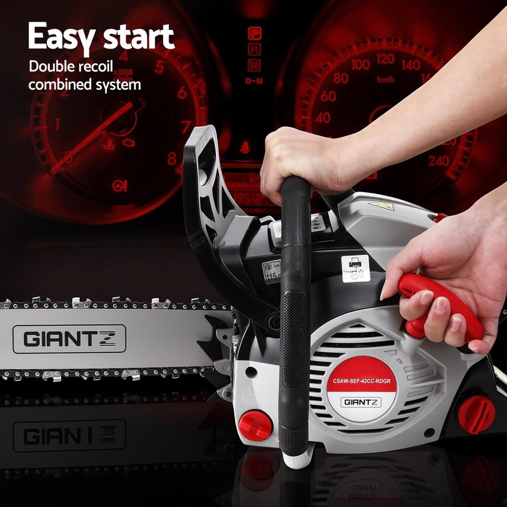 Giantz 42CC Petrol Chainsaw 16'' Bar Chain Saw Lightweight for Pruning Cutting CSAW-SEF-42CC-RDGR
