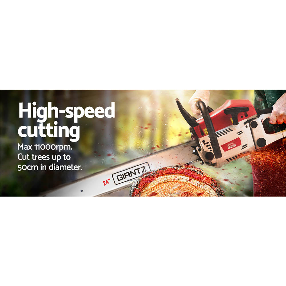 Giantz Chainsaw Petrol 72CC 24" Bar Commercial E-Start Pruning Chain Saw,Giantz Chainsaw Petrol 72CC 24" Bar CSAW-SVTO-24-RDWH-2C