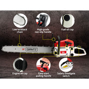 Giantz Chainsaw Petrol 72CC 24" Bar Commercial E-Start Pruning Chain Saw,Giantz Chainsaw Petrol 72CC 24" Bar CSAW-SVTO-24-RDWH-2C