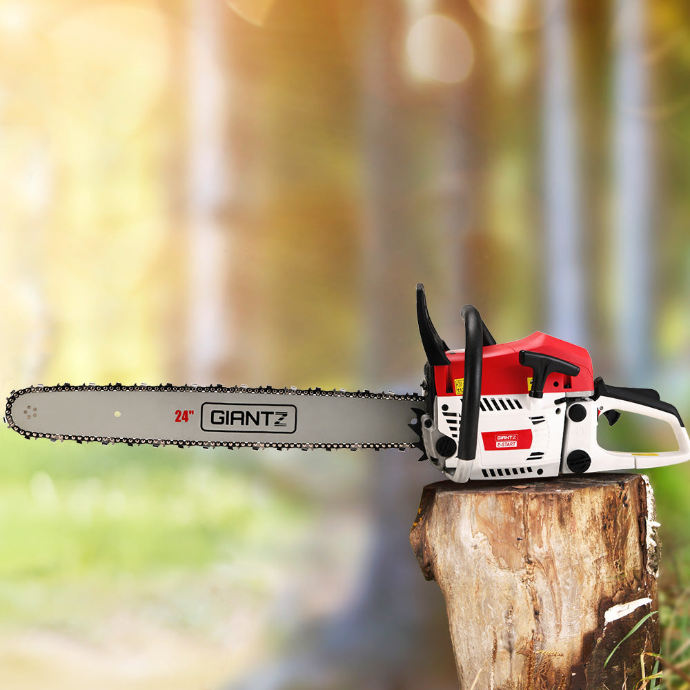 Giantz Chainsaw Petrol 72CC 24" Bar Commercial E-Start Pruning Chain Saw,Giantz Chainsaw Petrol 72CC 24" Bar CSAW-SVTO-24-RDWH-2C