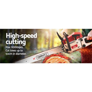 Giantz Chainsaw Petrol 62CC 22" Bar Commercial E-Start Pruning Chain Saw CSAW-SXTO-22-RDWH-2C