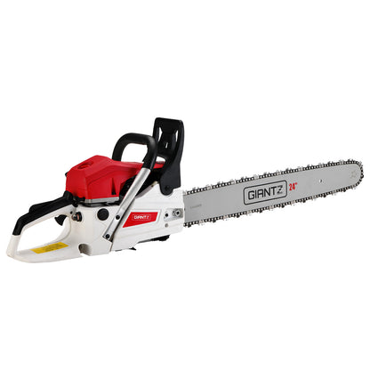 Giantz 62cc Petrol Chainsaw 24 Inch Bar Chain Saw Tree Pruner 2 Stroke E-Start CSAW-SXTO-24-RDWH-2C