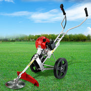Giantz 52cc Petrol Brush Cutter Whipper Saw Trimmer 2 Stroke 3-in-1 Wheel CSAW-WHEEL-SXTO-N-OV-RD