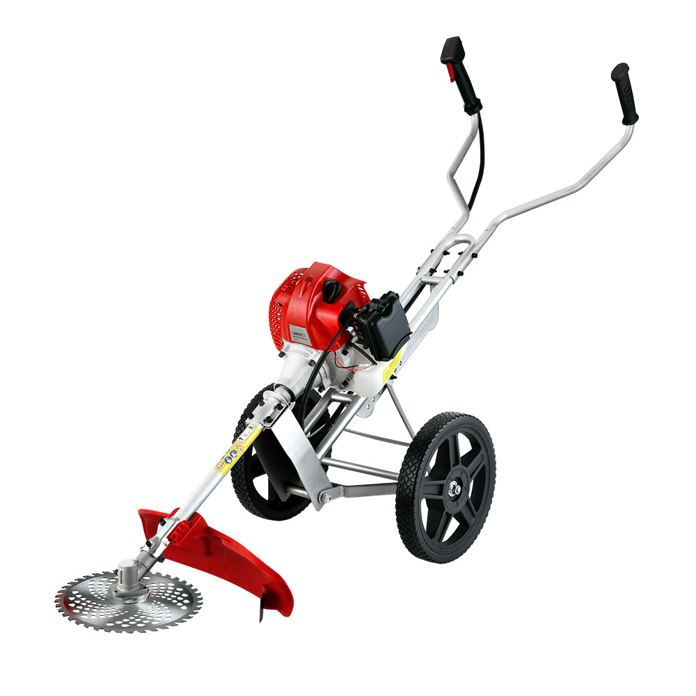 Giantz 52cc Petrol Brush Cutter Whipper Saw Trimmer 2 Stroke 3-in-1 Wheel CSAW-WHEEL-SXTO-N-OV-RD