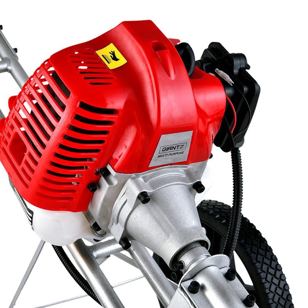 Giantz 52cc Petrol Brush Cutter Whipper Saw Trimmer 2 Stroke 3-in-1 Wheel CSAW-WHEEL-SXTO-N-OV-RD