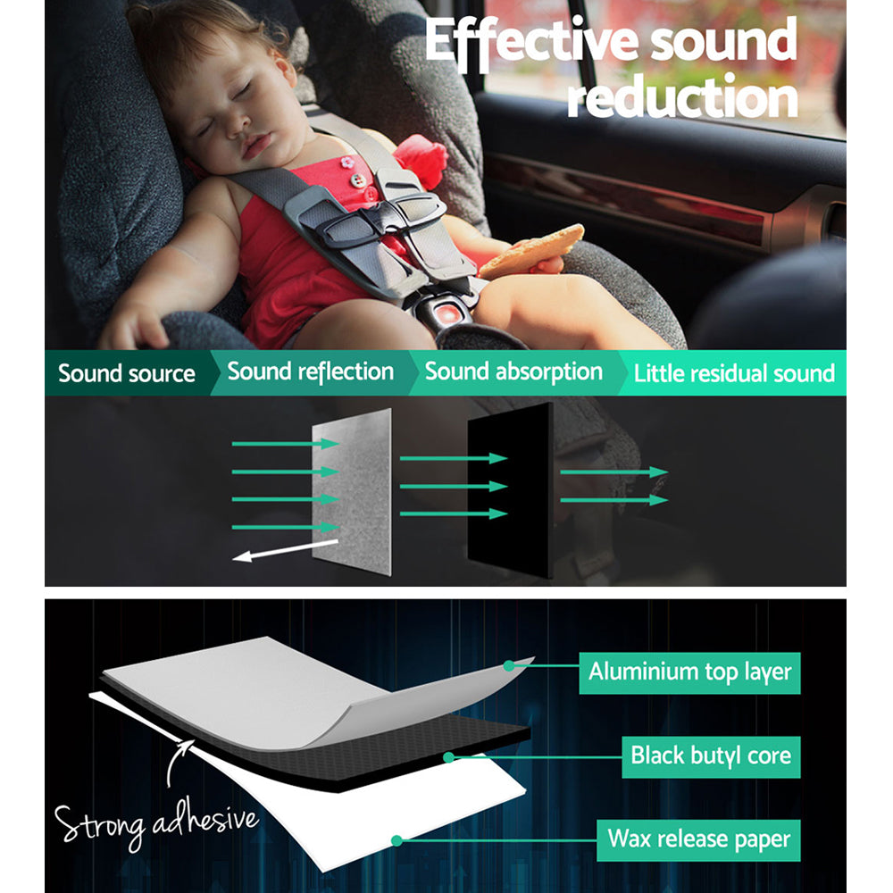 Weisshorn Butyl Car Sound Deadener Mat Heat Insulation Sound Deadening 32CM X 50CM X 12pcs CSD-2MM-FLAT-5032