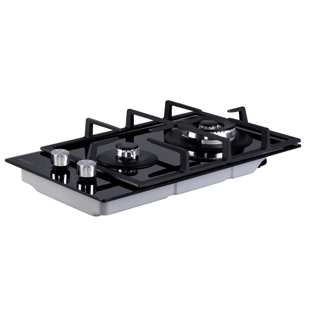 Devanti Gas Cooktop 30cm 2 Burner Black CT-GAS-2B-BK