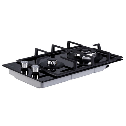 Devanti Gas Cooktop 30cm 2 Burner Black CT-GAS-2B-BK