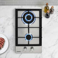 Devanti Gas Cooktop 30cm 2 Burner Silver