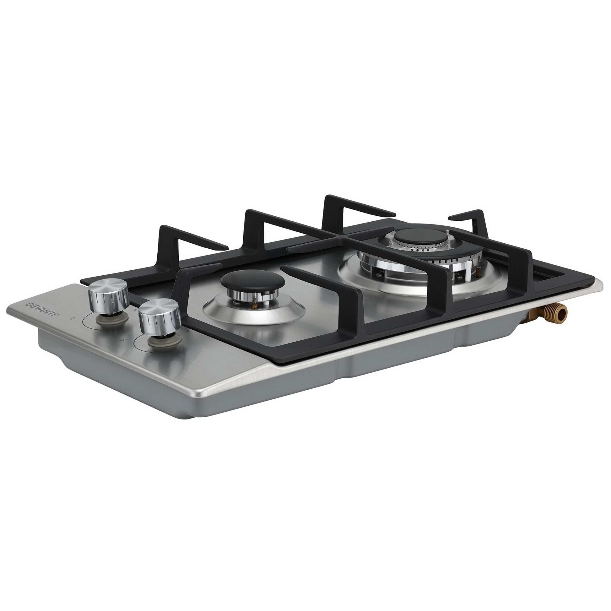 Devanti Gas Cooktop 30cm 2 Burner Silver CT-GAS-2B-C-SS