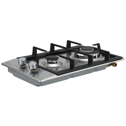 Devanti Gas Cooktop 30cm 2 Burner Silver CT-GAS-2B-C-SS