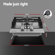 Devanti Gas Cooktop 30cm 2 Burner Silver