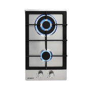 Devanti Gas Cooktop 30cm 2 Burner Silver