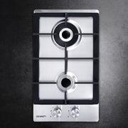 Devanti Gas Cooktop 30cm 2 Burner Silvir CT-GAS-2B-SS