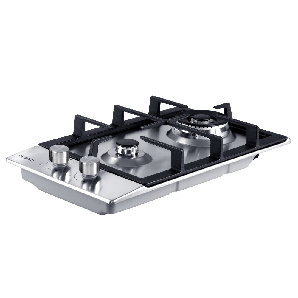 Devanti Gas Cooktop 30cm 2 Burner Silvir CT-GAS-2B-SS