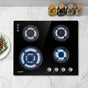Devanti Gas Cooktop 60cm 4 Burner Black CT-GAS-4BTB-BK