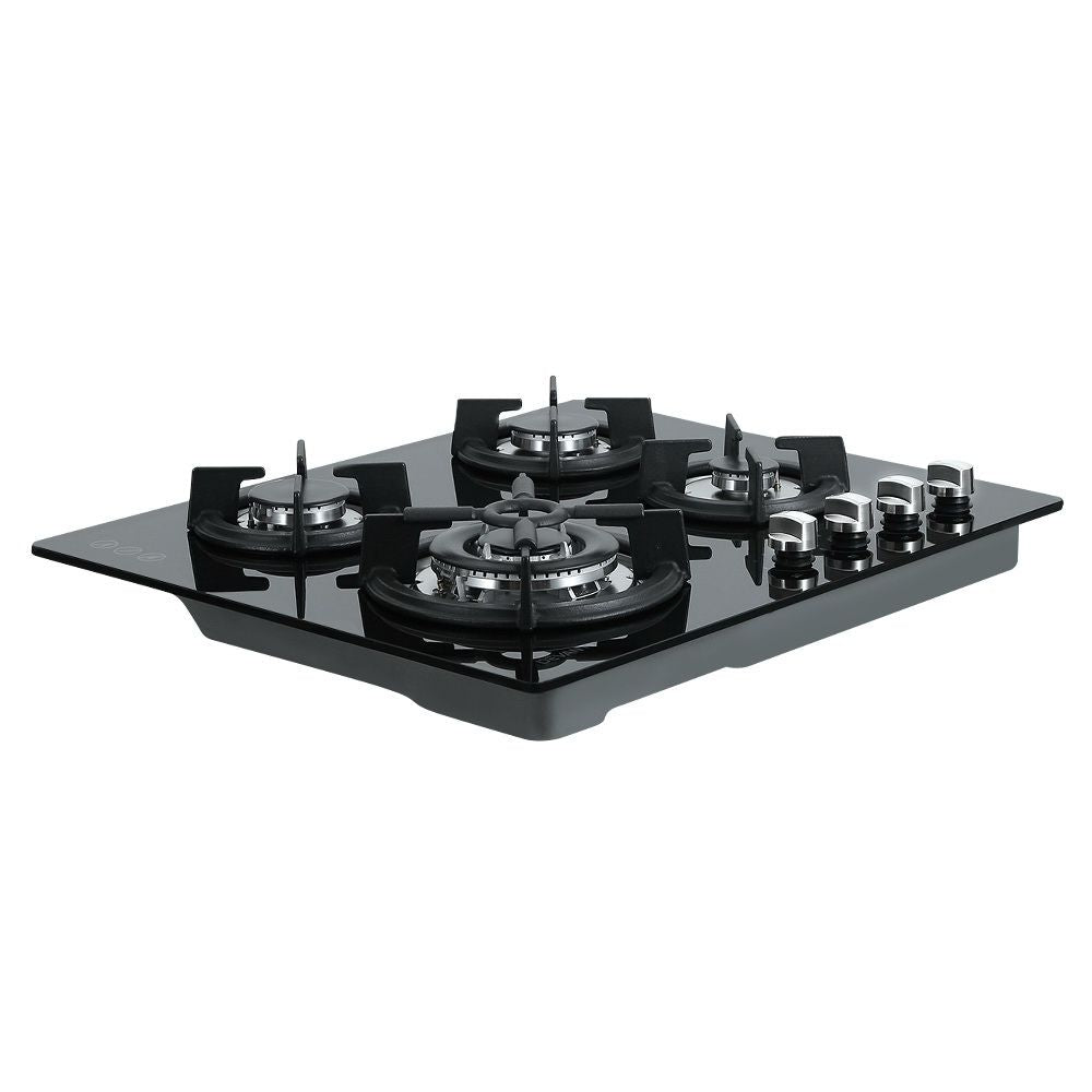 Devanti Gas Cooktop 60cm 4 Burner Black CT-GAS-4BTB-BK