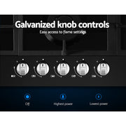 Devanti Gas Cooktop 90cm 5 Burner Black CT-GAS-5B-BK