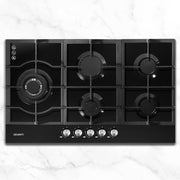 Devanti Gas Cooktop 90cm 5 Burner Black CT-GAS-5B-BK