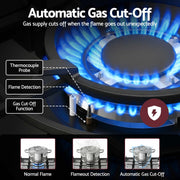 Devanti 90cm Gas Cooktop 5 Burner LPG NG Tempered Glass Hob Black CT-GAS-5B-L-BK