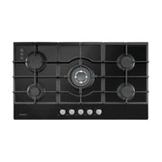 Devanti 90cm Gas Cooktop 5 Burner LPG NG Tempered Glass Hob Black CT-GAS-5B-L-BK