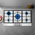 Devanti 90cm Gas Cooktop 5 Burner LPG NG Stainless Steel Hob Silver CT-GAS-5B-L-SS