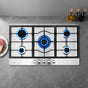 Devanti 90cm Gas Cooktop 5 Burner LPG NG Stainless Steel Hob Silver CT-GAS-5B-L-SS