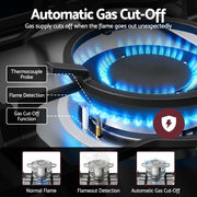 Devanti 90cm Gas Cooktop 5 Burner LPG NG Stainless Steel Hob Silver CT-GAS-5B-L-SS