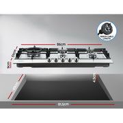 Devanti Gas Cooktop 90cm 5 Burner Silvir CT-GAS-5B-SS