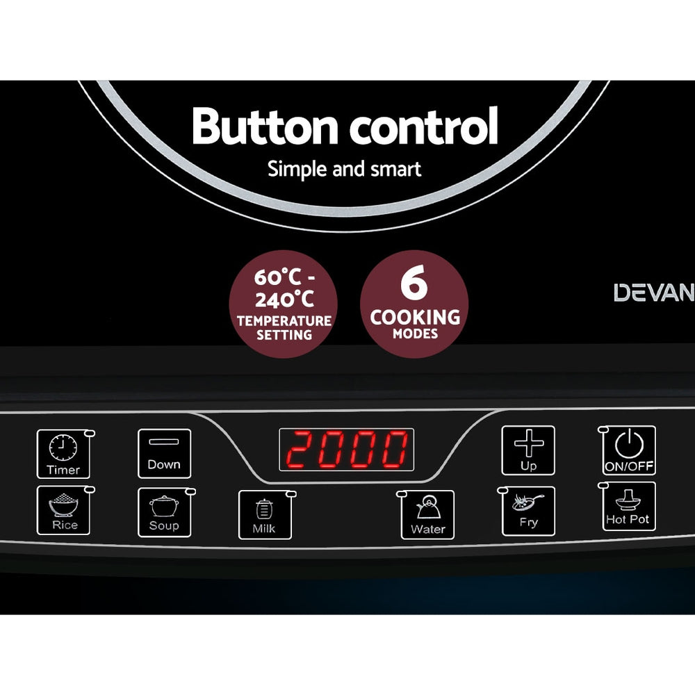 Devanti Induction Cooktop 30cm Portable Cooker CT-IN-D-YL-20K67