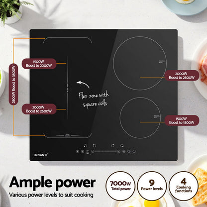 Devanti Induction Cooktop 60cm Electric Cooker CT-IN-D-YL-IF7008S