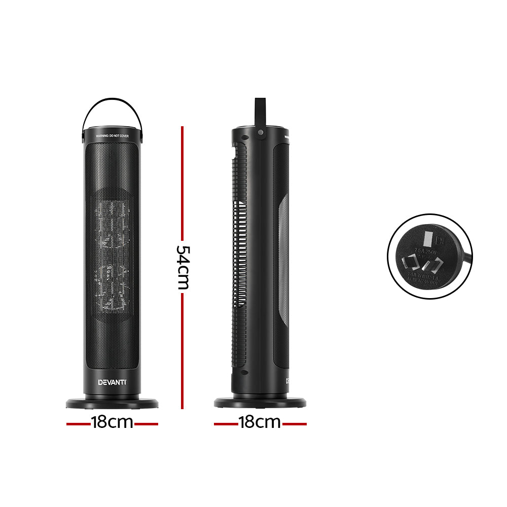 Devanti Ceramic Tower Heater 2000W CTH-B-2000-BK