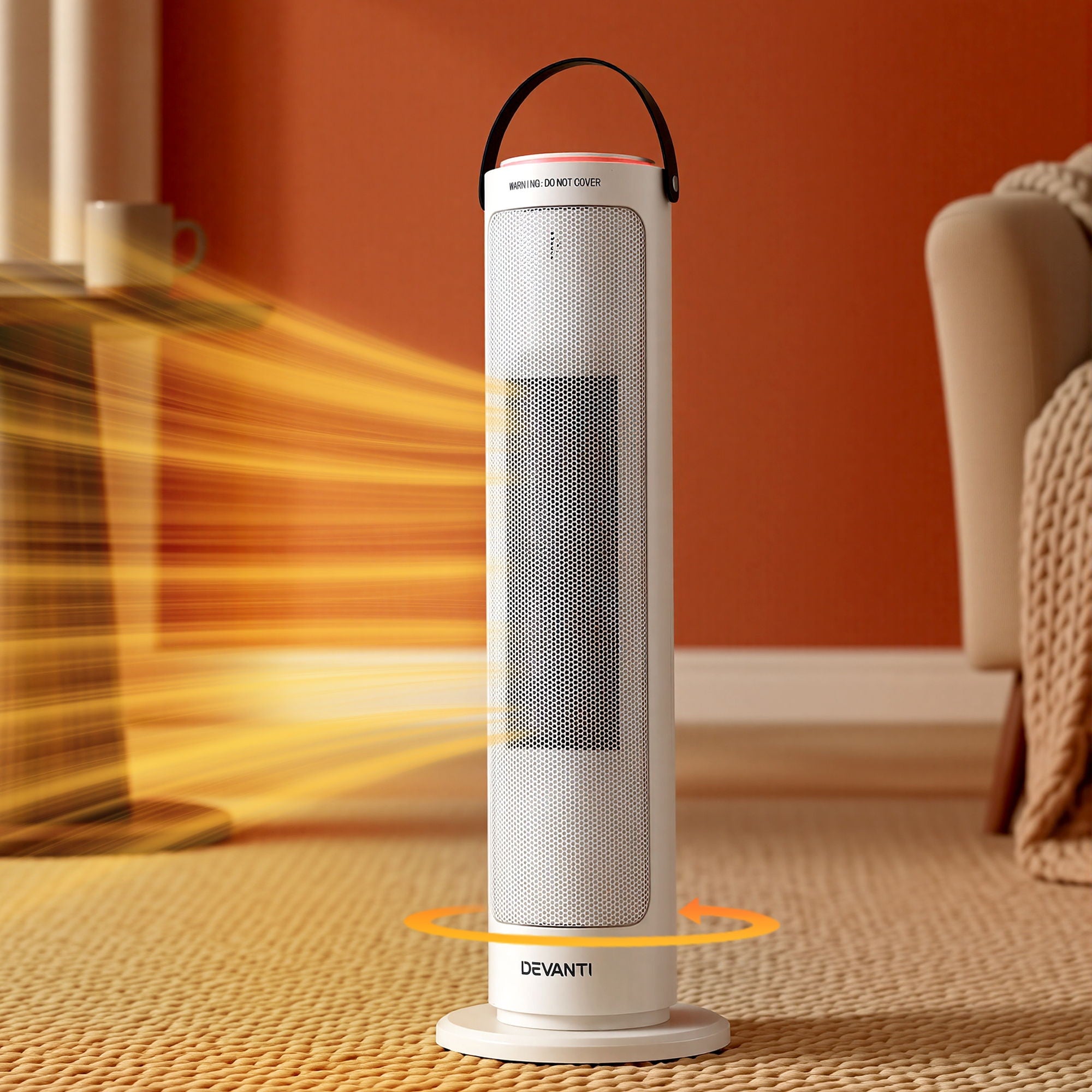 Devanti 2000W Ceramic Tower Heater Space Heaters Oscillating Indoor White CTH-B-2000-WH