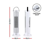 Devanti 2000W Ceramic Tower Heater Space Heaters Oscillating Indoor White CTH-B-2000-WH