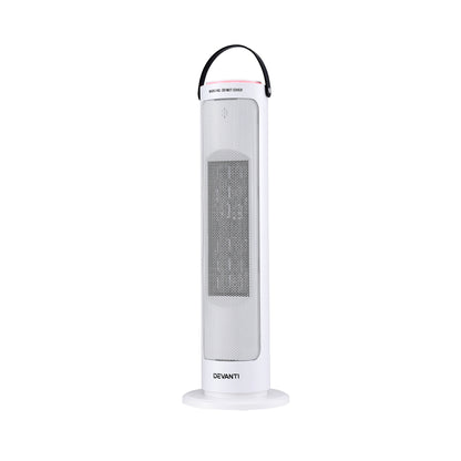 Devanti 2000W Ceramic Tower Heater Space Heaters Oscillating Indoor White CTH-B-2000-WH