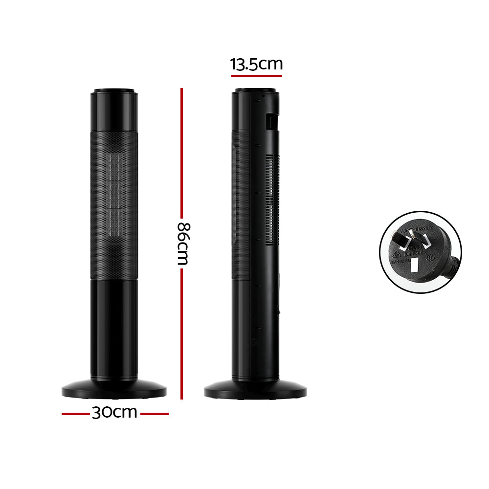 Devanti Ceramic Tower Heater 3D Flame 2000W CTH-B-FH2000-BK